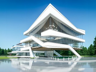现代多层办公楼 售楼处建筑 邻里中心 商业建筑