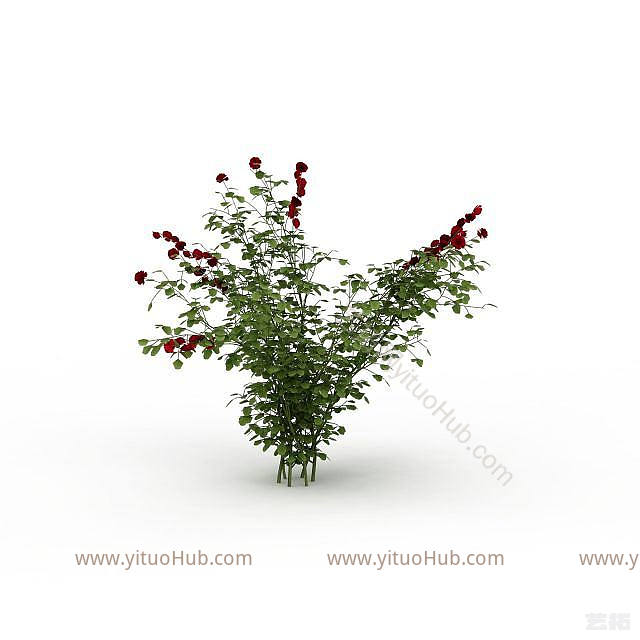 现代红色花株模型