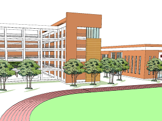 现代学校 教学楼 办公楼 图书馆建筑