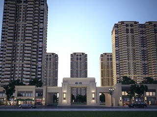 现代高层住宅鸟瞰规划  