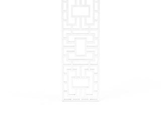 中式白色花格隔断模型