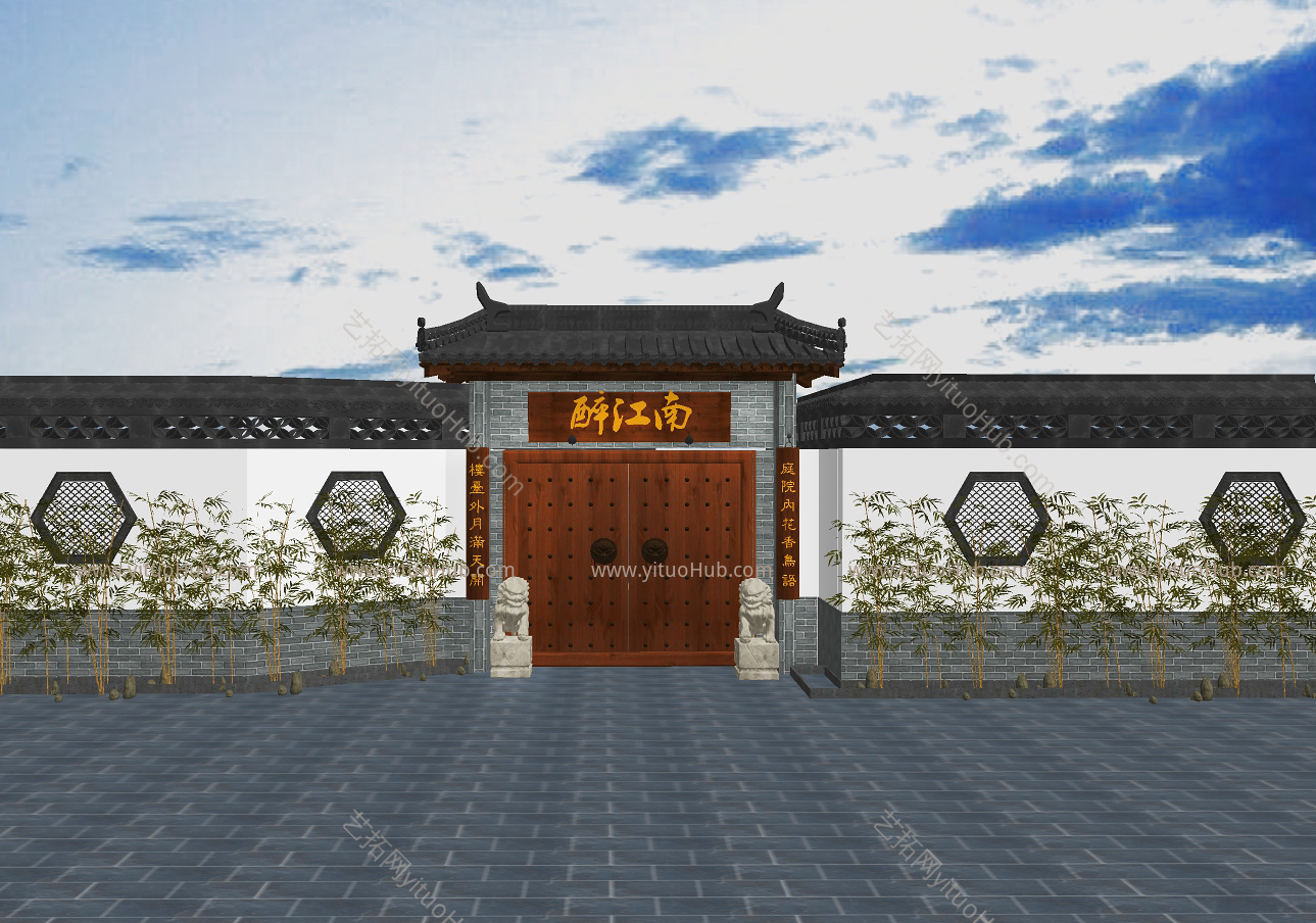 新中式庭院门头