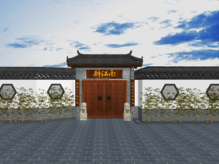 新中式庭院门头