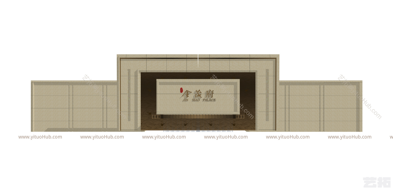 新中式 对景景墙