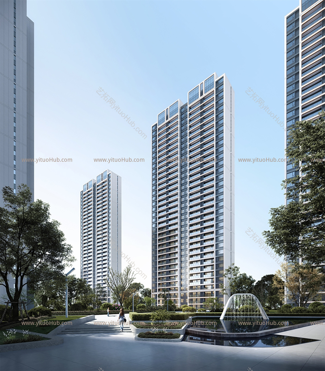  现代风格高层住宅建筑