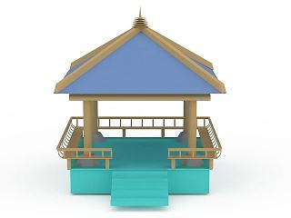 中式凉亭模型