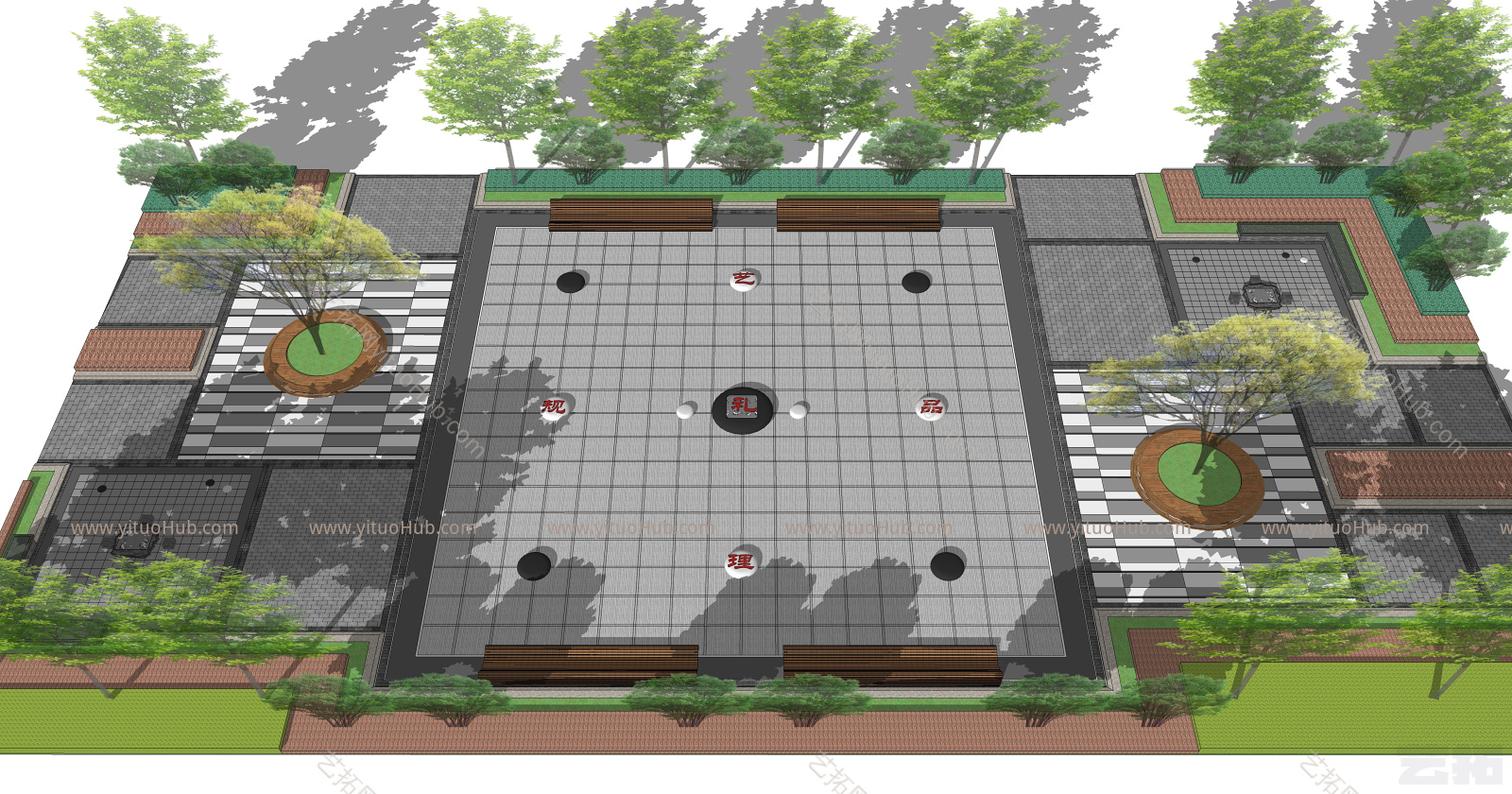新中式棋主题广场