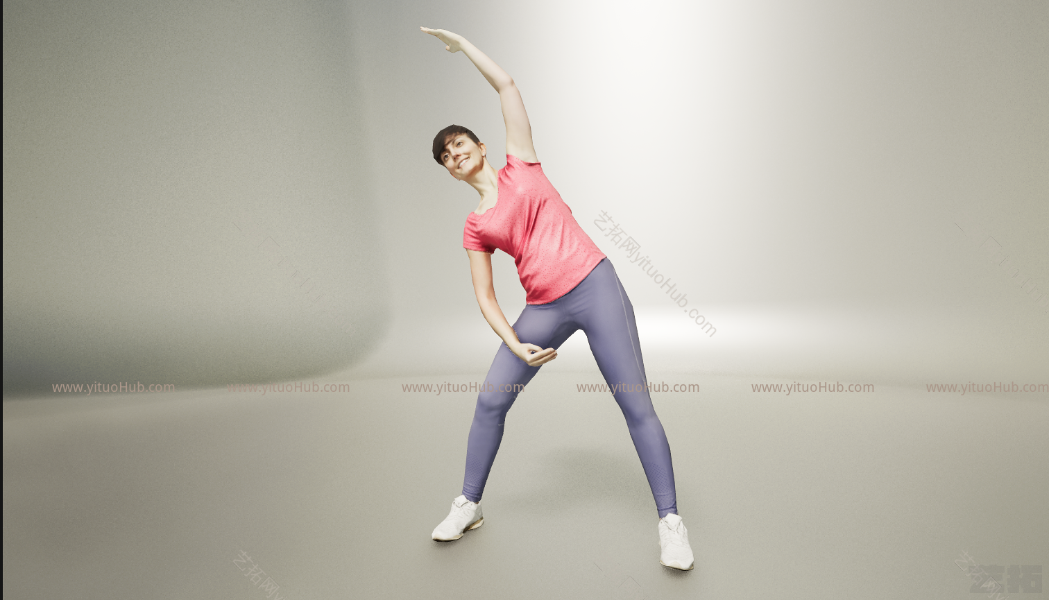 现代健身运动做操打太极女人模型