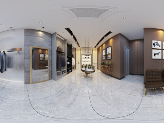 现代后服装店全景模型