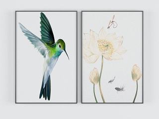 小鸟装饰挂画模型