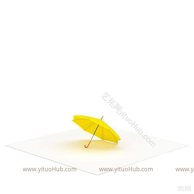现代黄色雨伞模型