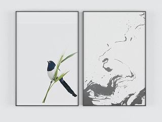 现代水墨徽韵装饰画模型