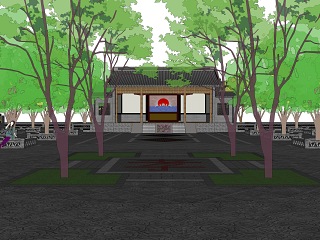 中式乡村广场景观
