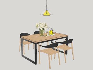 现代北欧风格餐桌椅子灯具组合