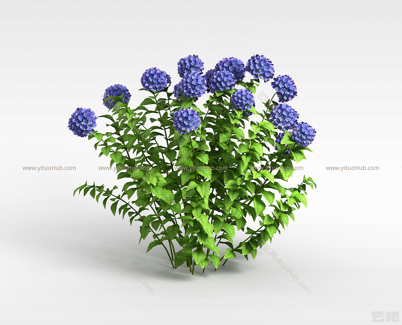 现代蓝色花丛模型