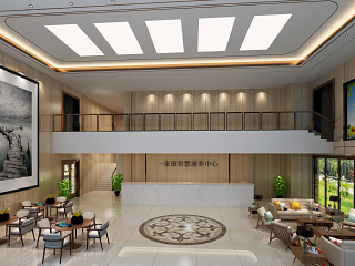 现代养老院 阅览室 书桌椅