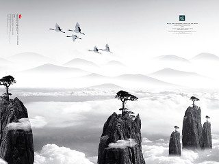 禅意水墨山水背景