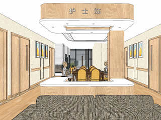 现代养老院室内 大厅休息区病房
