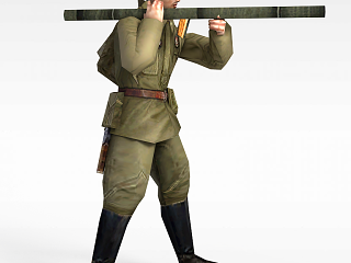 现代军人士兵战士男人模型