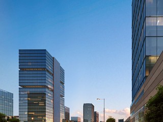 竞赛风建筑晚霞朝阳效果图