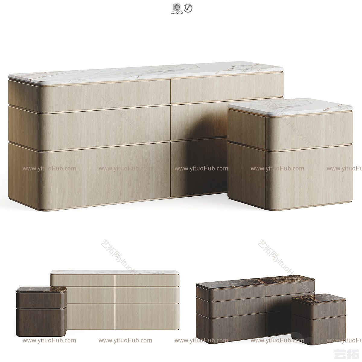 现代Fendi 斗柜床头柜
