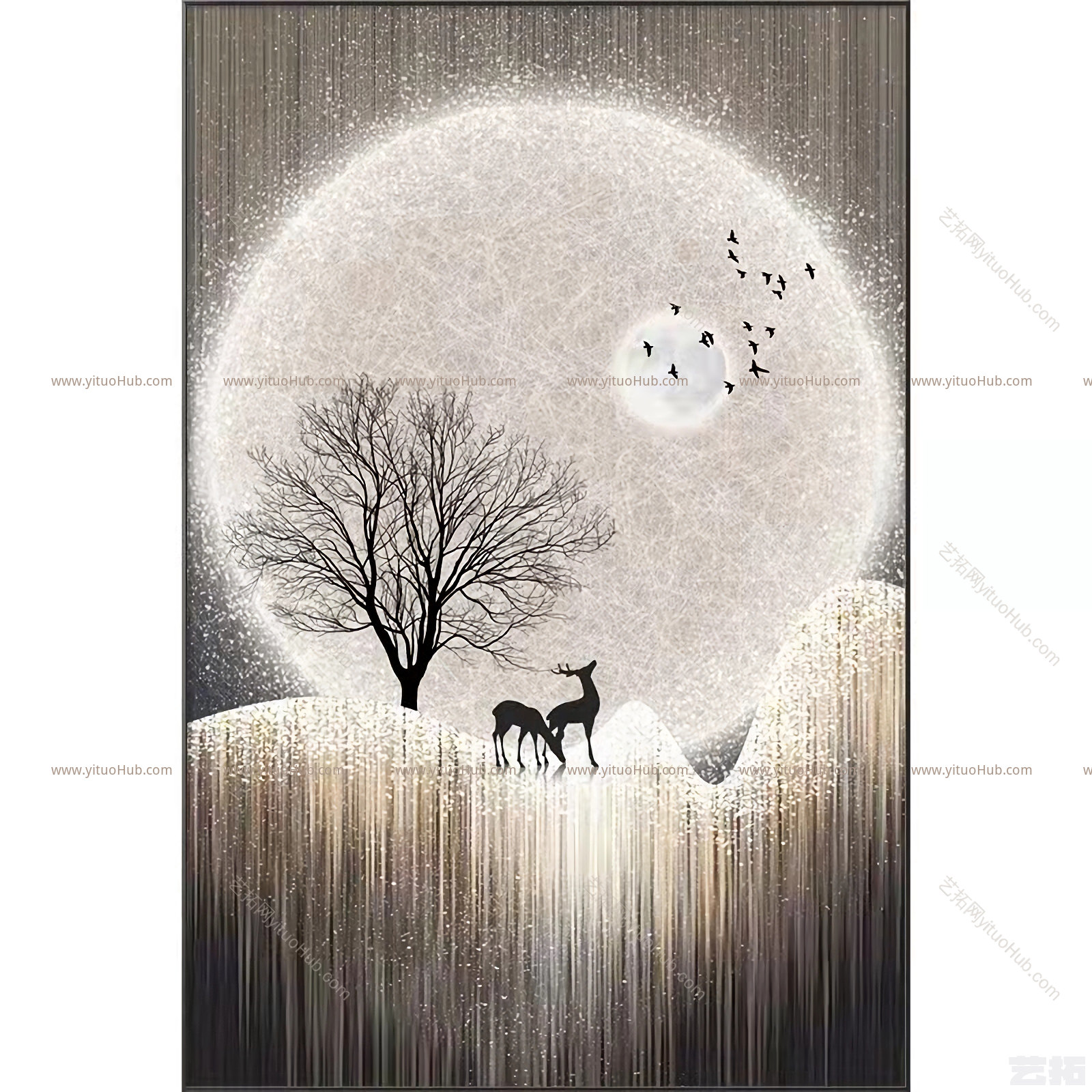 现代客餐厅风景画贴图