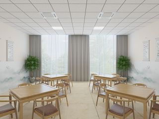 现代北欧客餐厅 沙发茶几 餐桌椅 吊灯 电视柜 挂画 植物隔断 楼梯