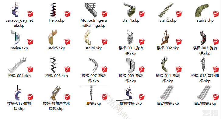 旋转楼梯草图模型纸牌