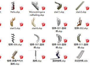 旋转楼梯草图模型纸牌
