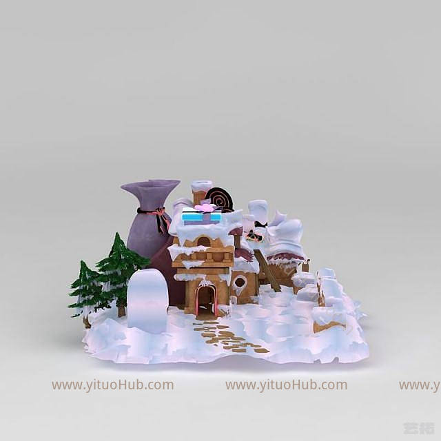 现代雪地糖果屋模型