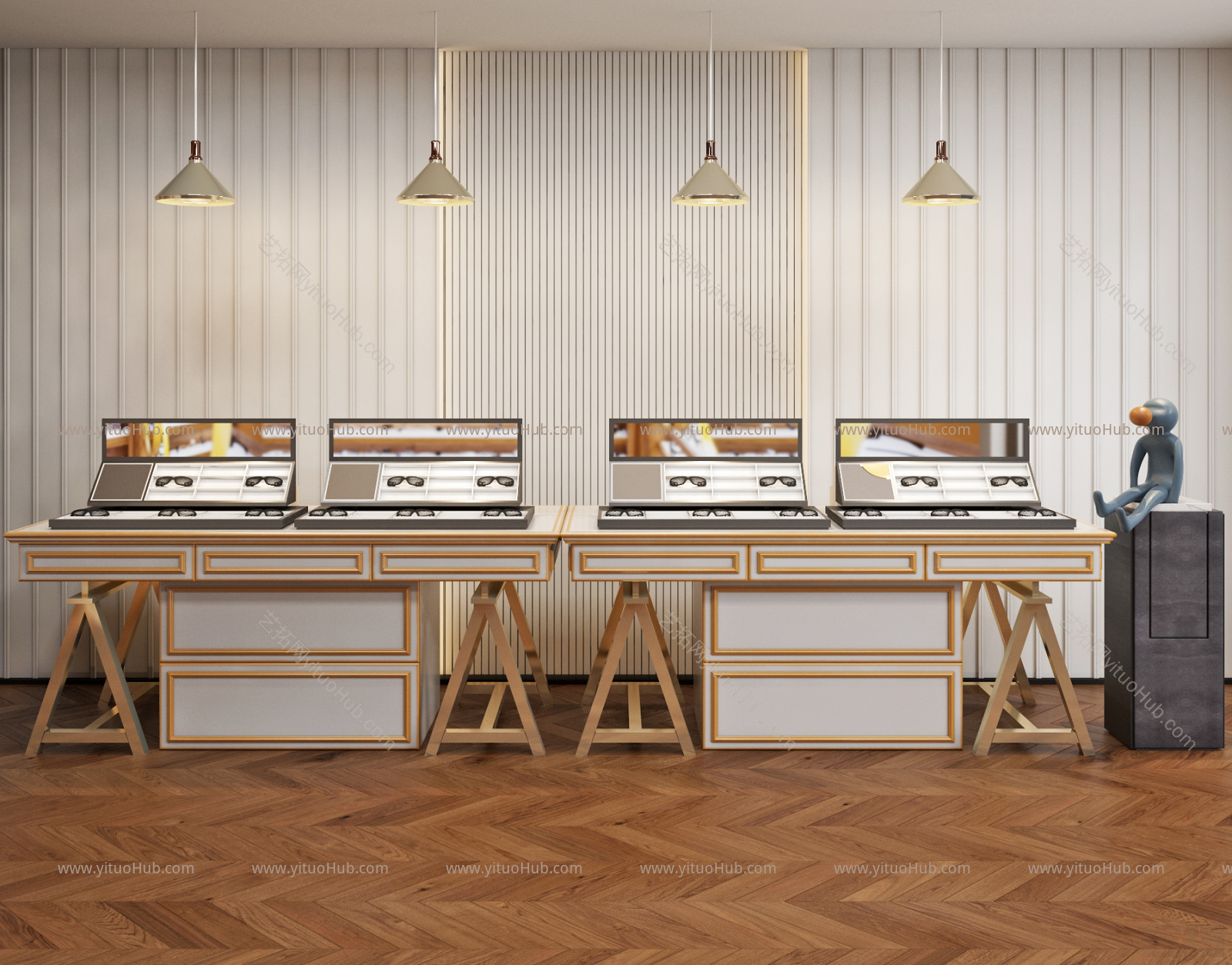 现代眼镜店 展示柜 中岛  