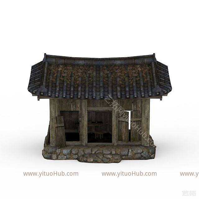 现代剑灵游戏场景木屋模型