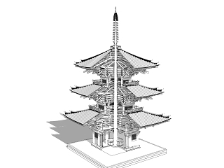 日式塔楼SU模型