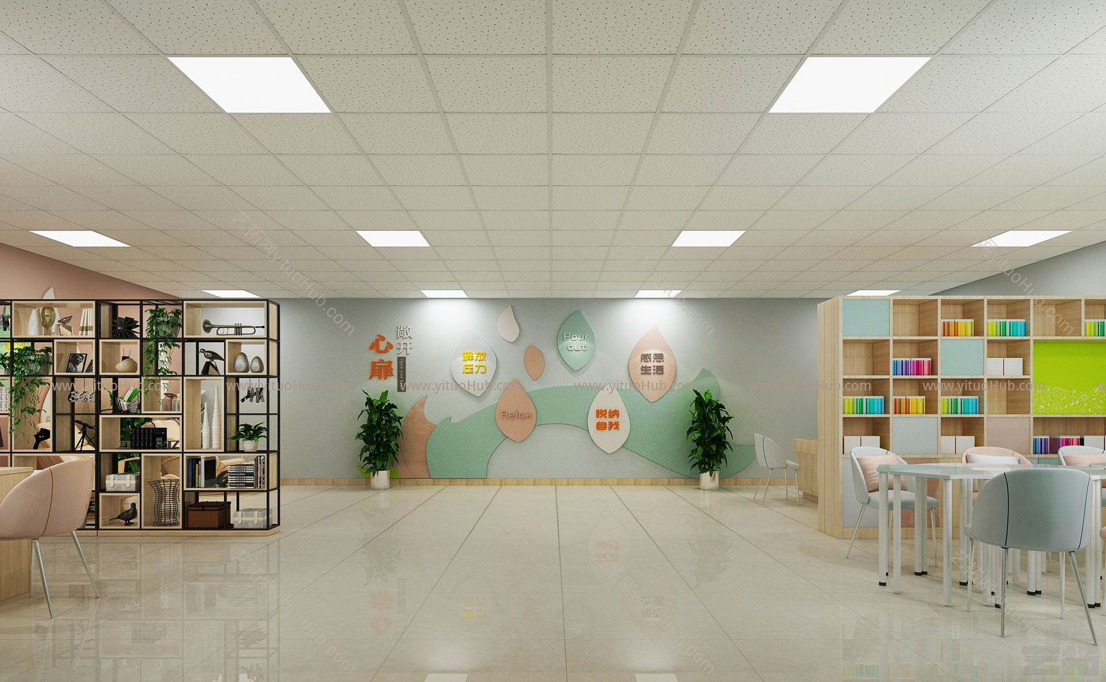 茶叶店 茶饼 简约茶叶店 茶桌 茶具 货架 茶 陈列架 展示架 展示堆