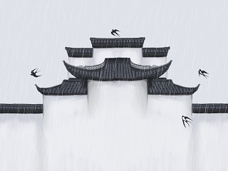 传统建筑墙檐屋檐插画背景