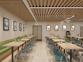 现代快餐店 主题餐厅 收银台 吧台 餐桌椅组合