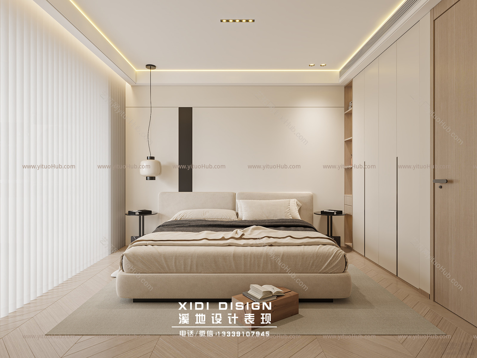 现代极简奶油风平层设计 