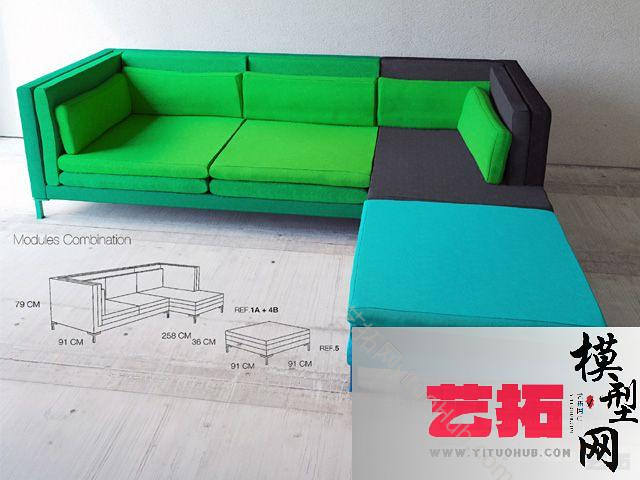 现代转角沙发