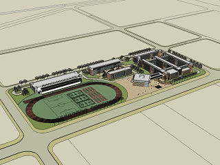 现代风格学校建筑sketchup模型
