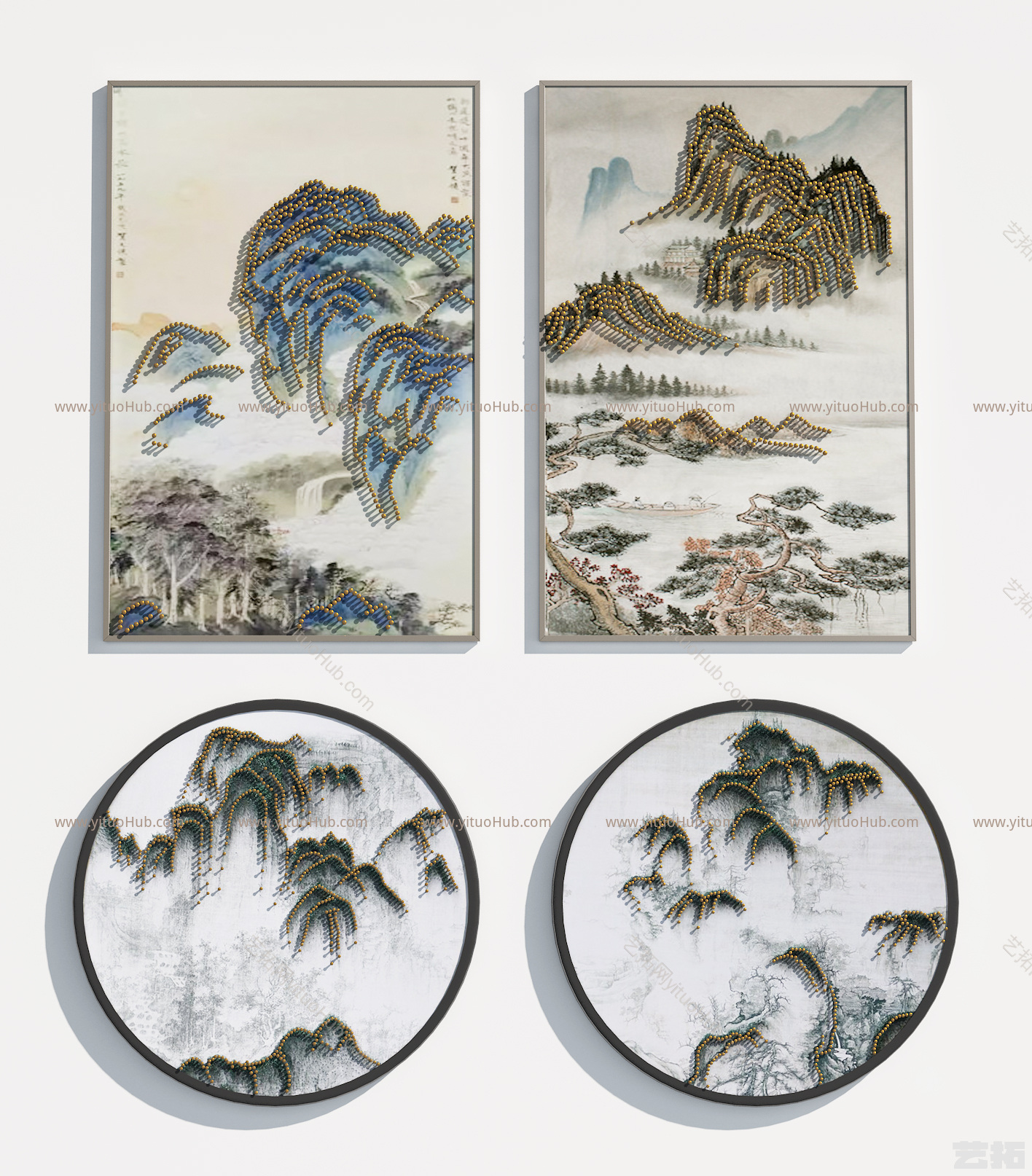 新中式钉子装饰画