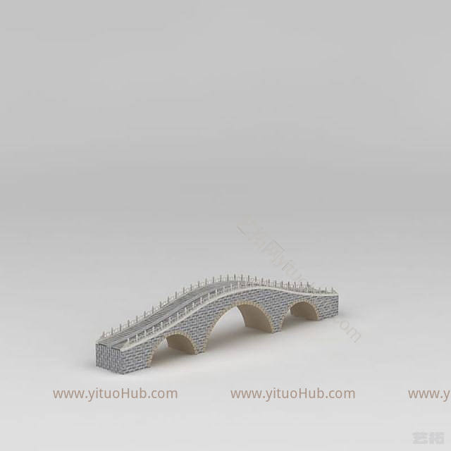 现代三孔石拱桥模型