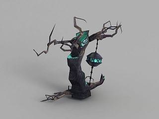现代魔兽世界游戏树木造型模型