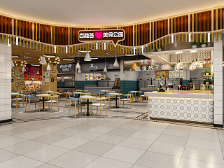 现代快餐厅 美食城 餐饮店档口