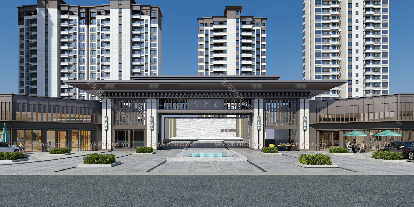 新中式住宅入口大门 商业楼盘