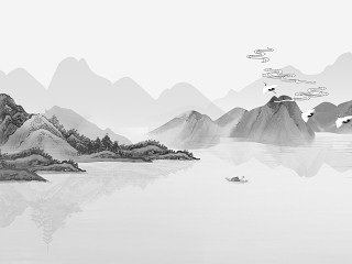 新中式水墨山水壁画