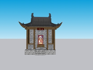 中式土地寺庙建筑