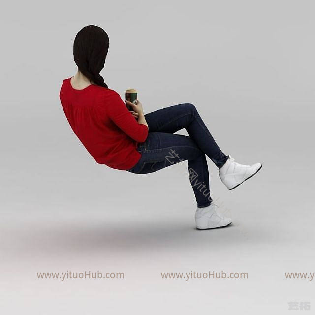 现代坐着的女人模型