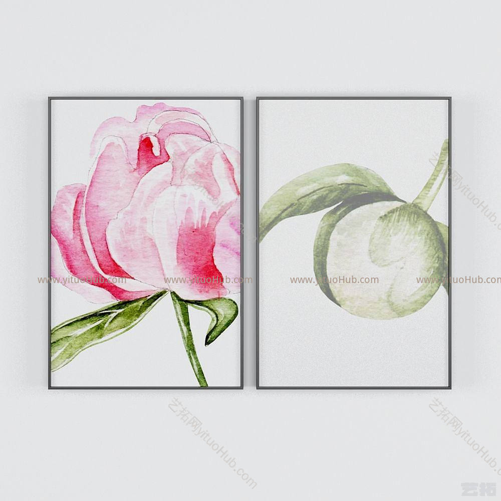 现代鲜花装饰画模型