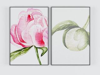现代鲜花装饰画模型