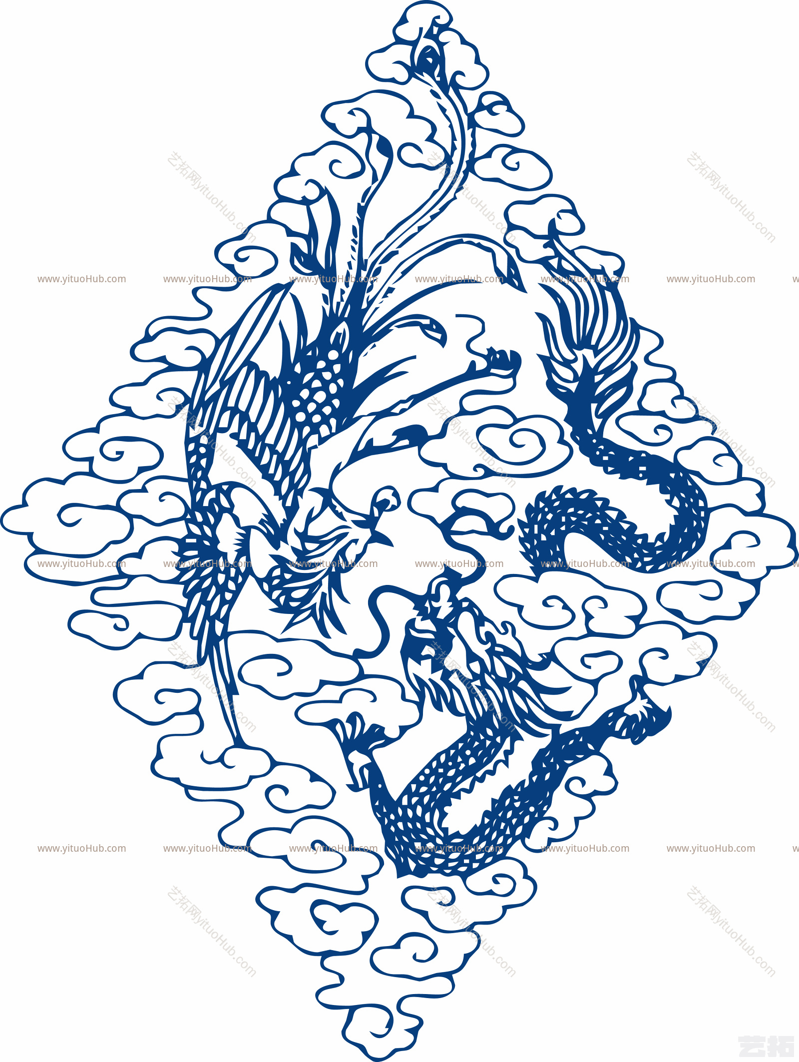 青花瓷图案中国风装饰画贴图